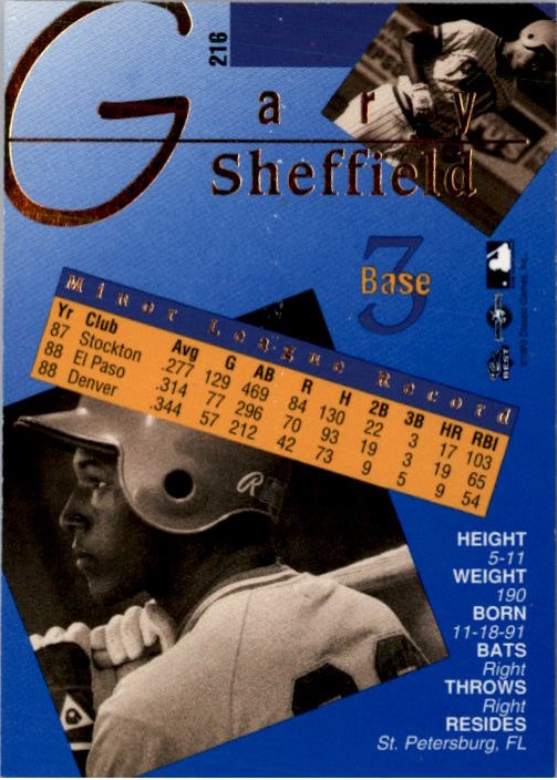 1993 Classic/Best Gold #216 Gary Sheffield back image