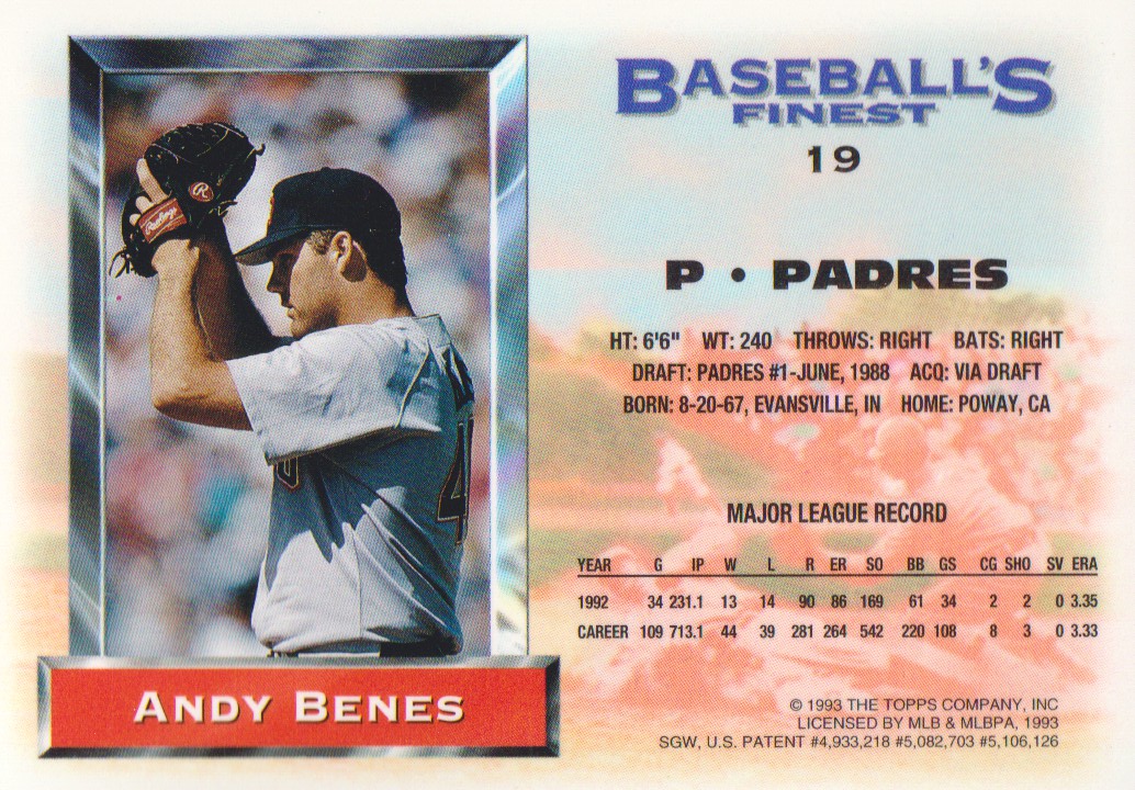 1993 Finest #19 Andy Benes back image