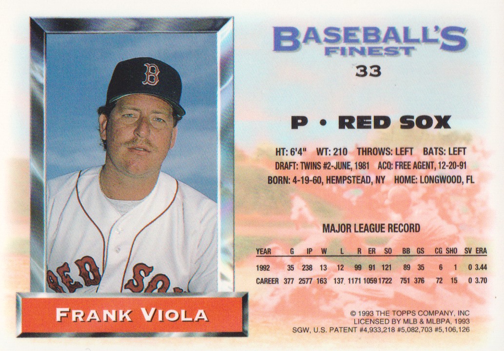 1993 Finest #33 Frank Viola back image