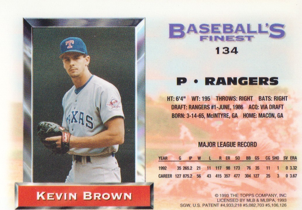 1993 Finest #134 Kevin Brown back image
