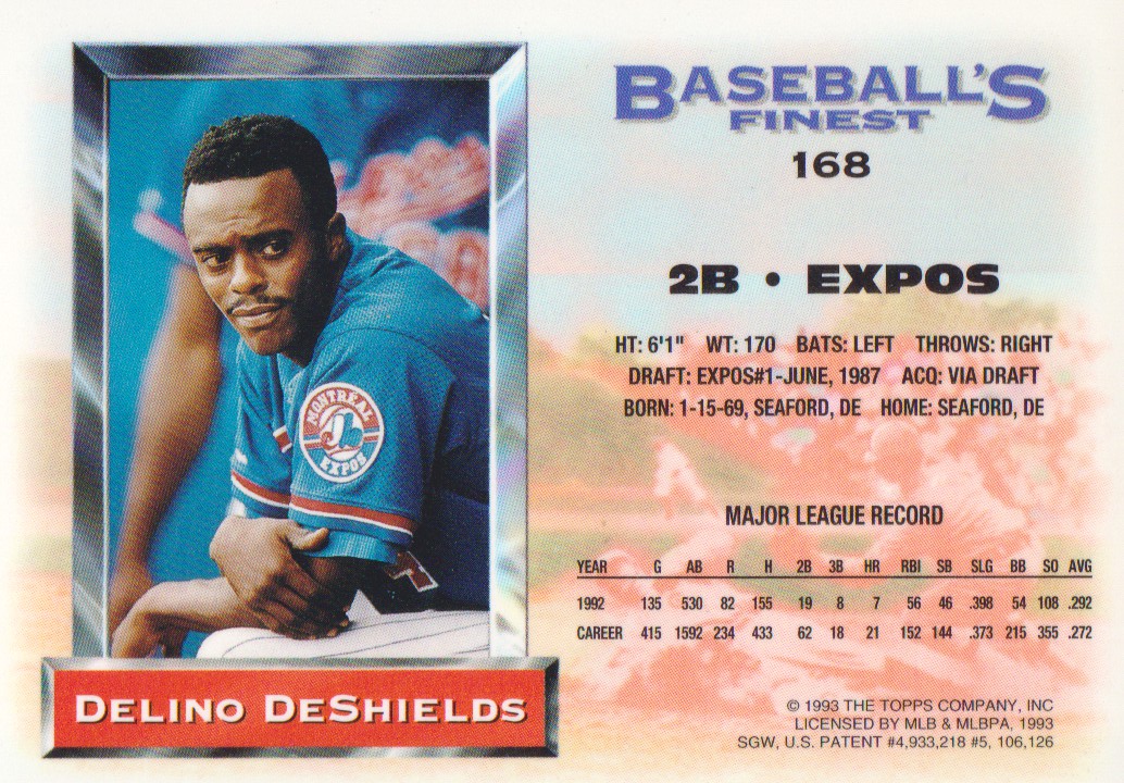 1993 Finest #168 Delino DeShields back image