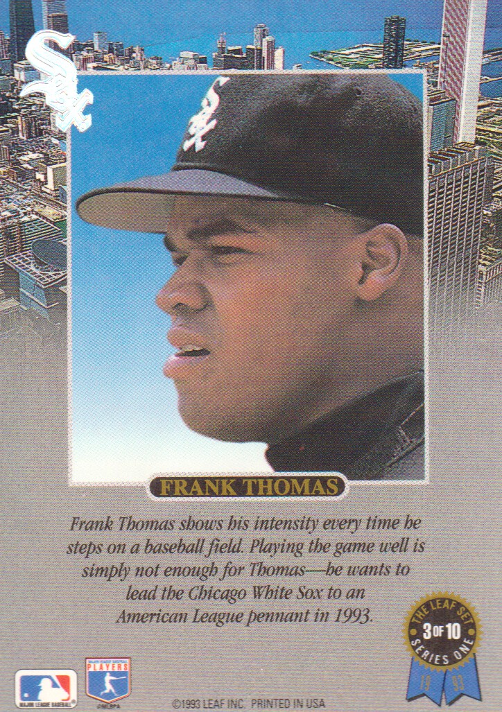 1993 Leaf Thomas #3 Frank Thomas/Intense back image