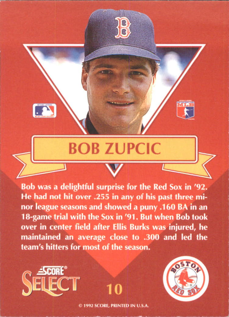 1993 Select Chase Rookies #10 Bob Zupcic back image