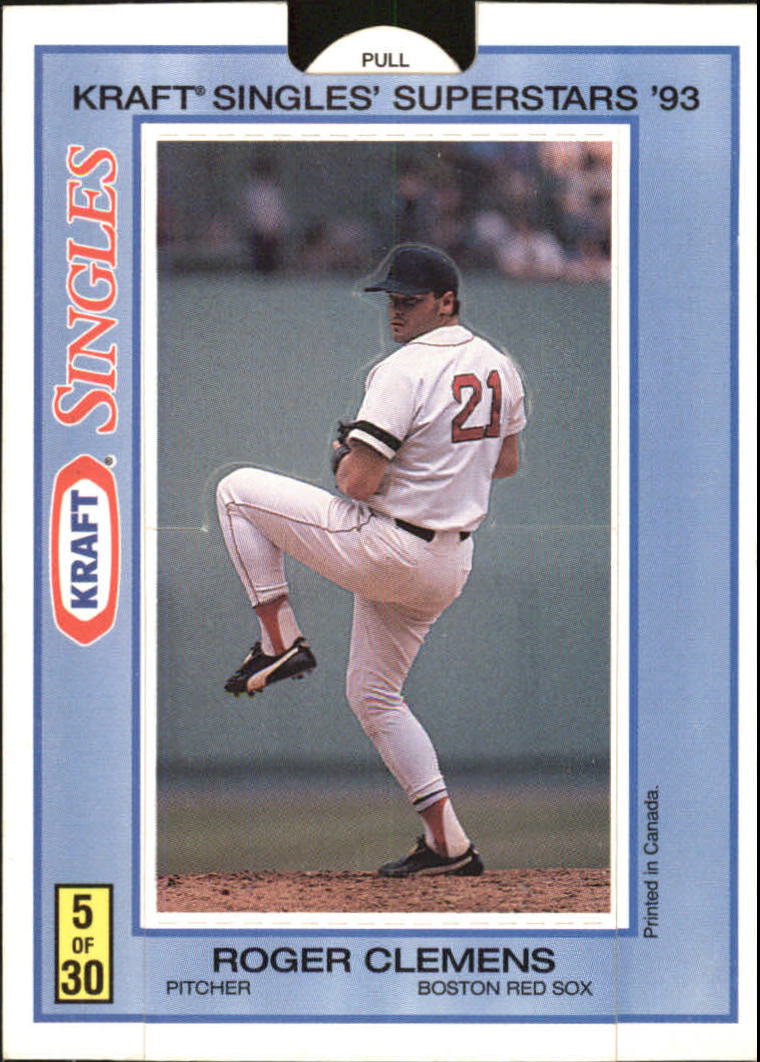1993 Kraft Baseball Card 5 Roger Clemens eBay