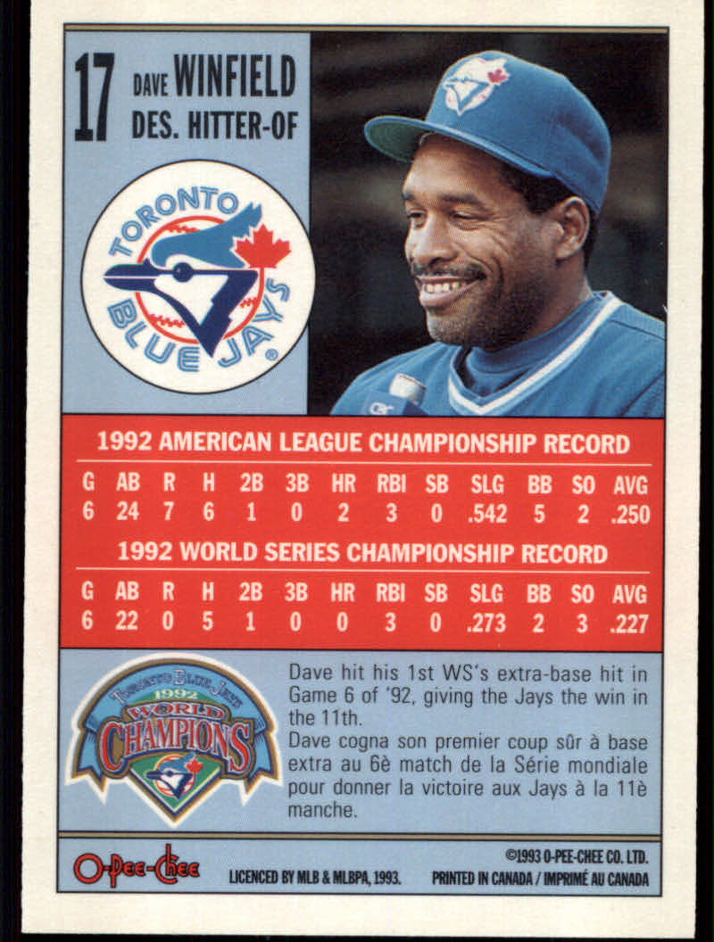1993 O-Pee-Chee Baseball "Insert" Cards - Picture 13 of 17