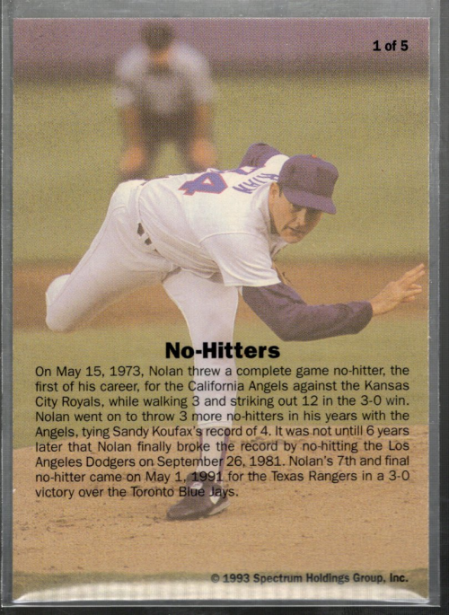 B4601- 1993 Spectrum Ryan 5 #1 Nolan Ryan No-Hitters GOLD