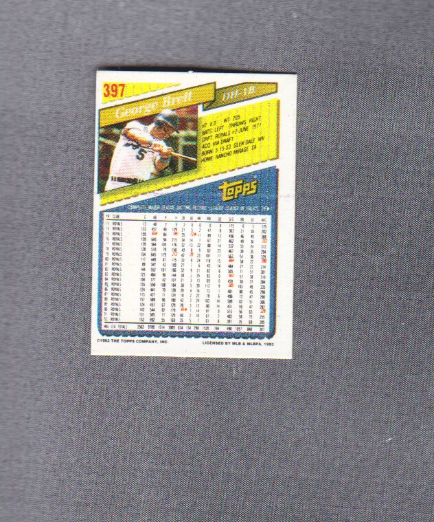 1993 Topps Micro #P397 George Brett back image