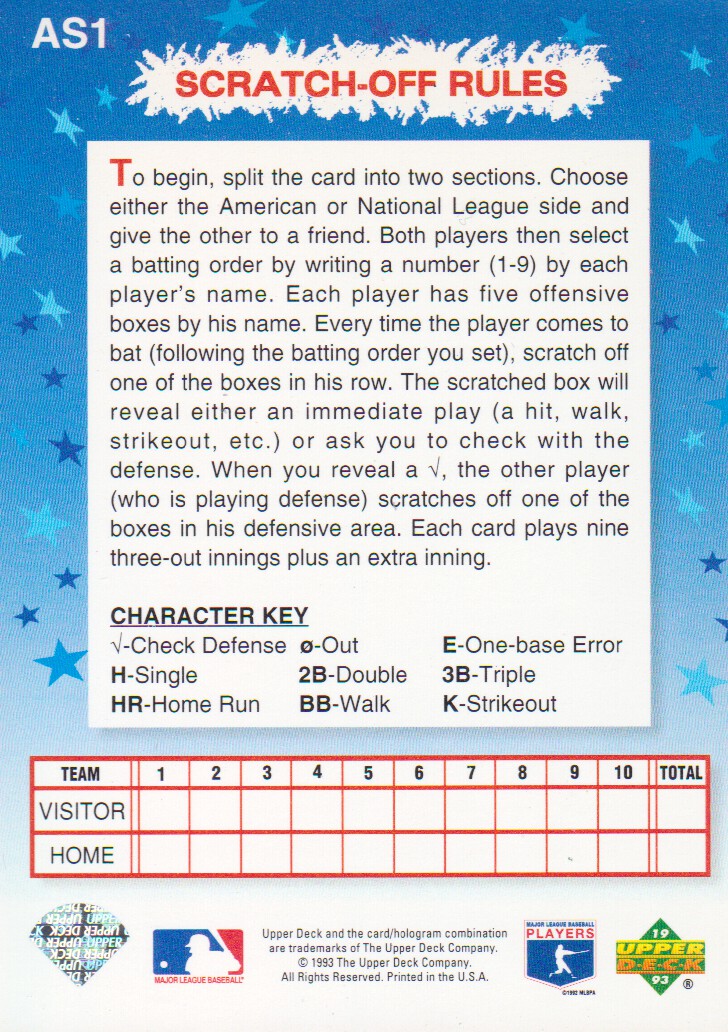 1993 Fun Pack All-Stars #AS1 F.Thomas/McGriff back image