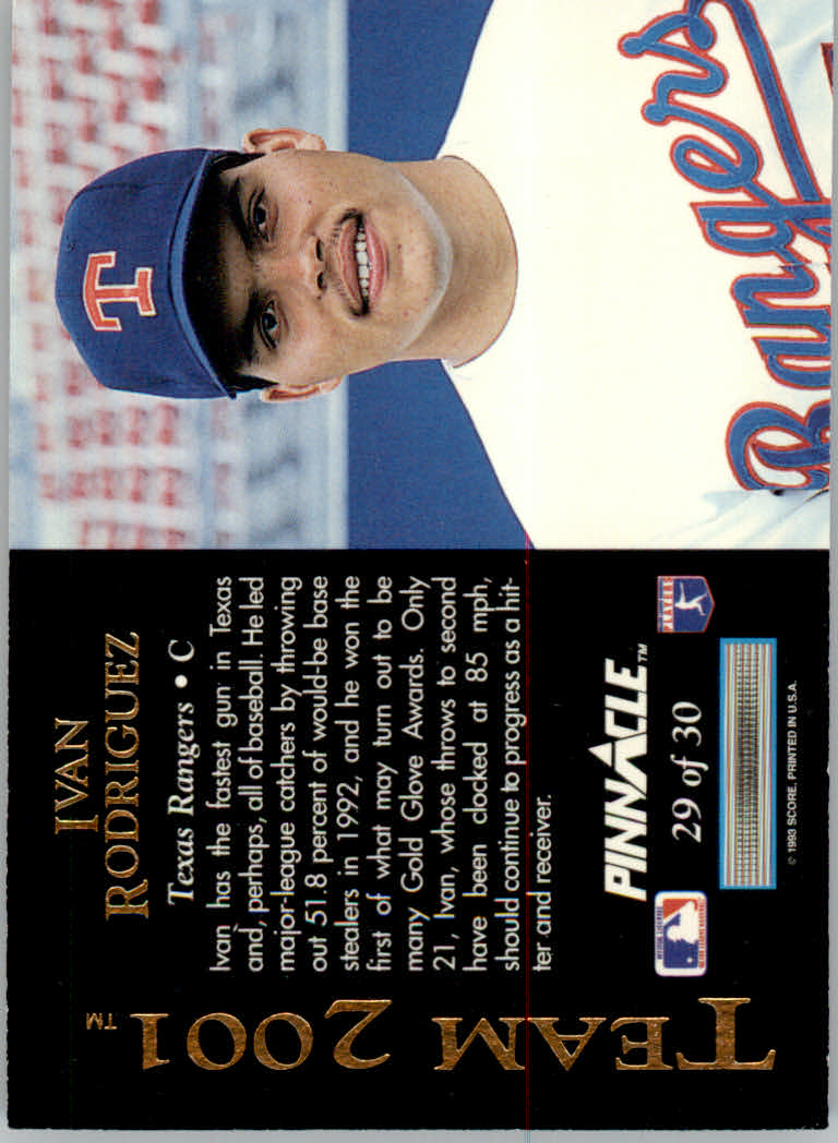 1993 Pinnacle (Score) Baseball "Team 2001" Insert Cards - Picture 17 of 17