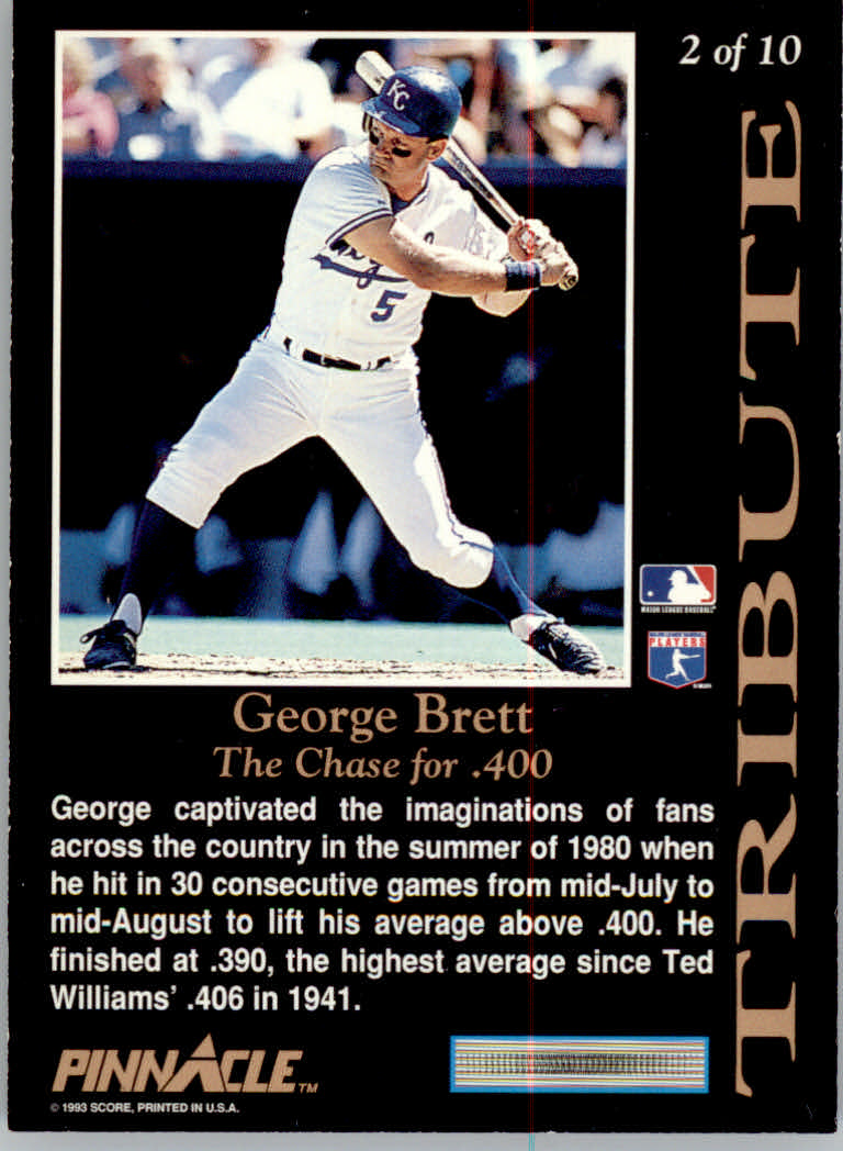 1993 Pinnacle (punteggio) baseball "Tribute" George Brett/Nolan Ryan schede di inserimento - Foto 5 di 17