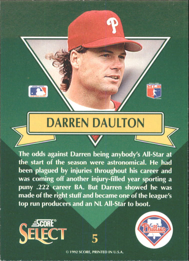 1993 Select Chase Stars #5 Darren Daulton back image