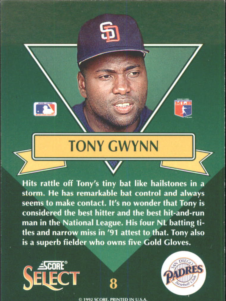 1993 Select Chase Stars #8 Tony Gwynn back image