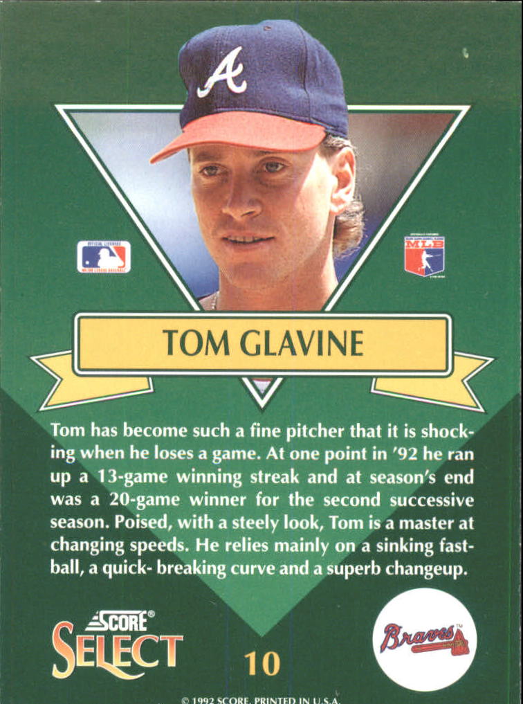1993 Select Chase Stars #10 Tom Glavine back image