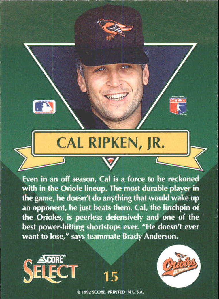 1993 Select Chase Stars #15 Cal Ripken back image