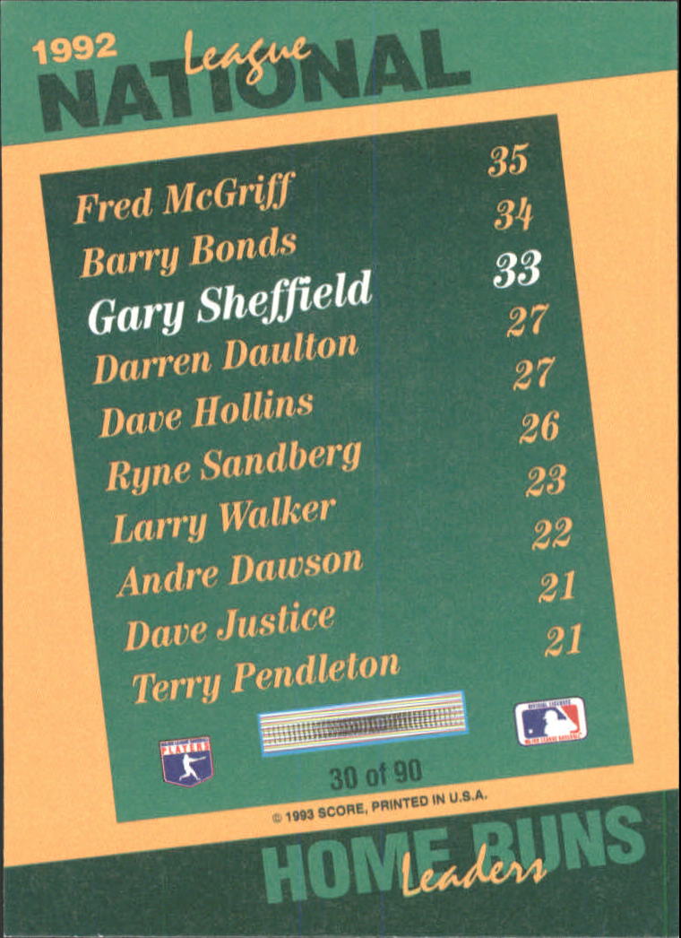 1993 Select Stat Leaders #30 Gary Sheffield back image