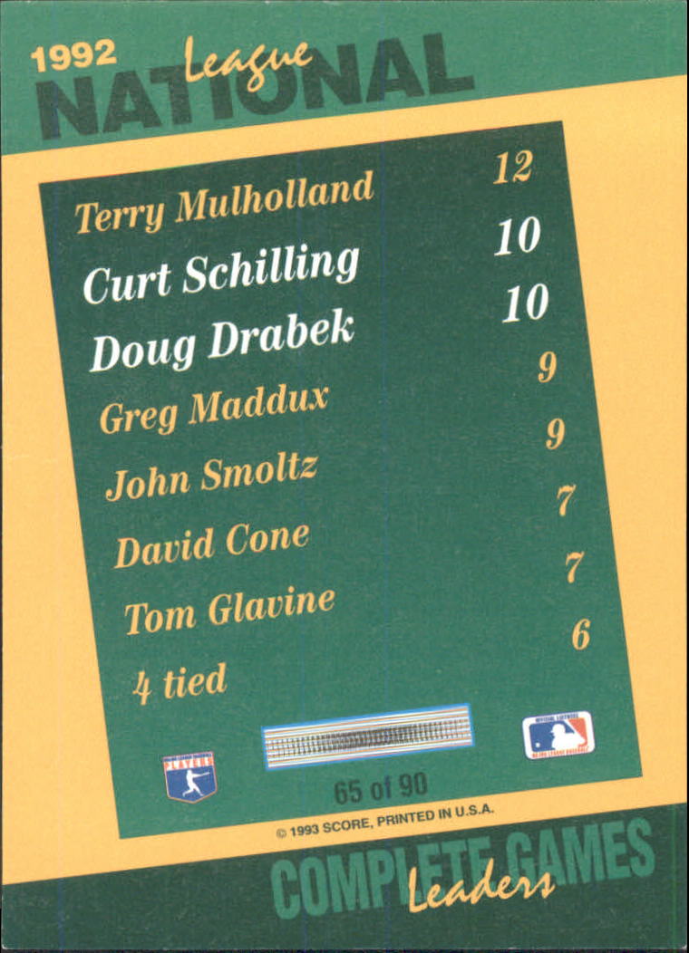 1993 Select Stat Leaders #65 C.Schilling/D.Drabek back image
