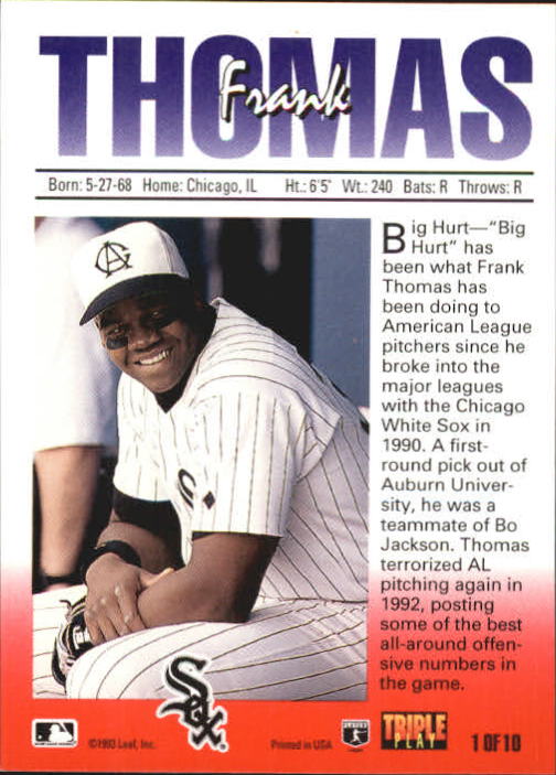 Frank Thomas Big Hurt 1993 Score #3 Chicago White Sox