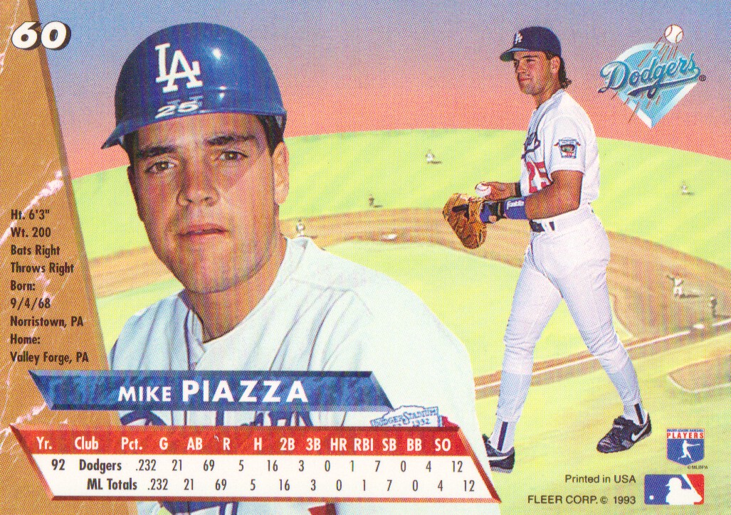 1993 Ultra #60 Mike Piazza back image