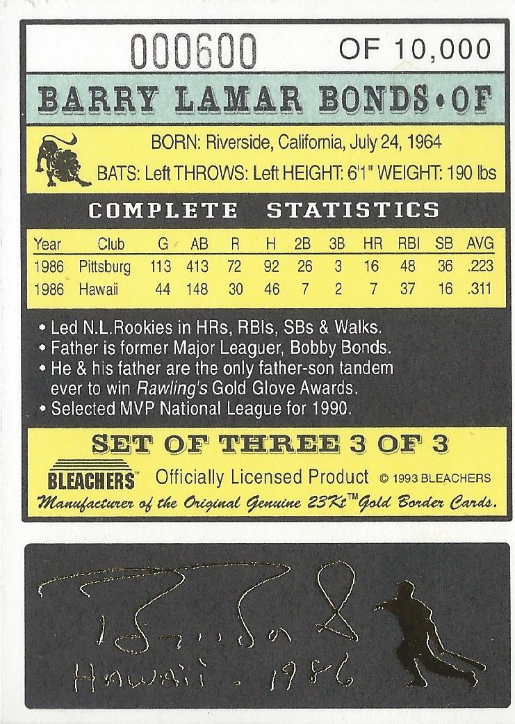 OldTimeHardball on X: 1986 Hawaii Islanders (AAA) Barry Bonds   / X
