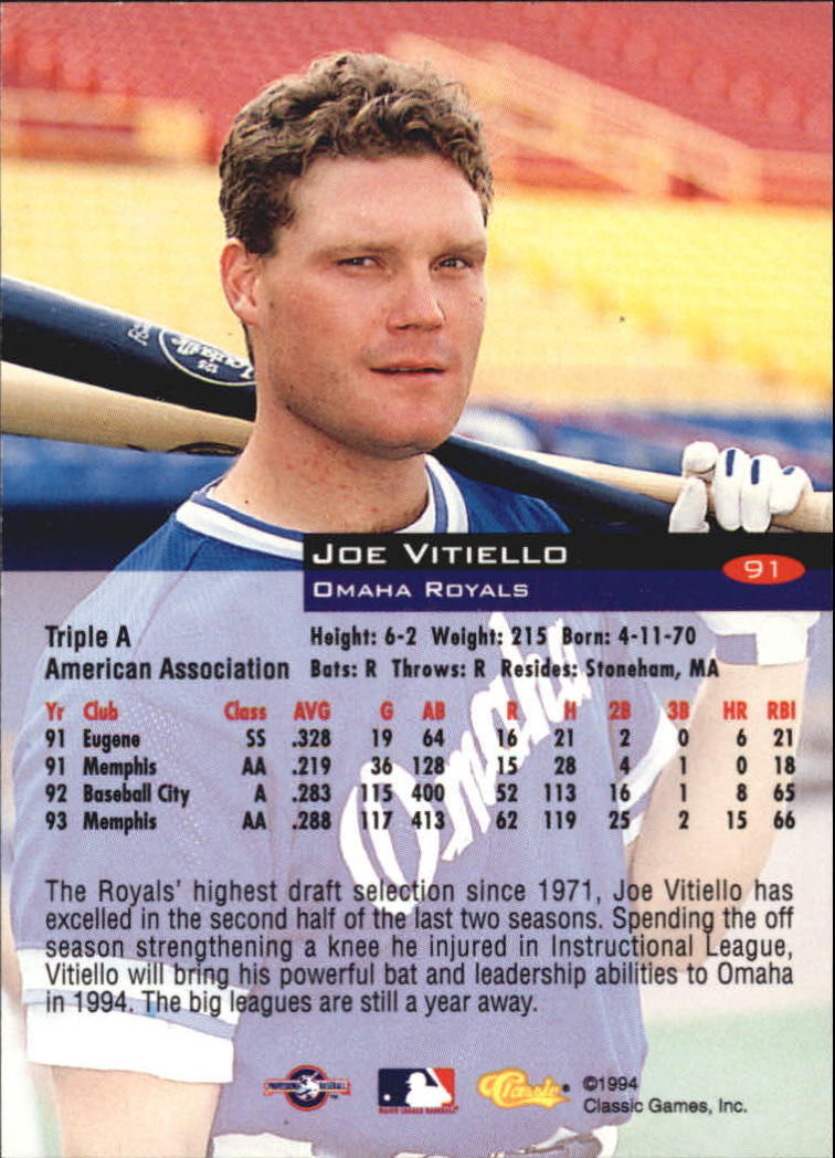1994 Classic #91 Joe Vitiello back image