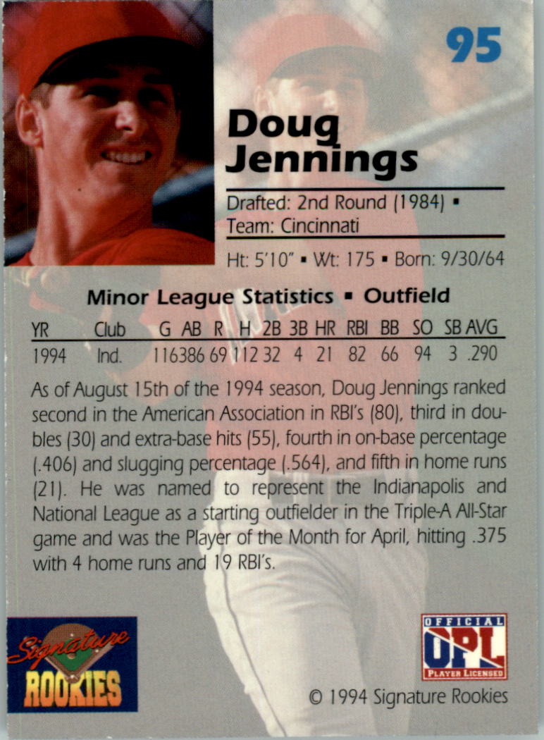 1994 Signature Rookies Draft Picks Signatures #95 Doug Jennings back image