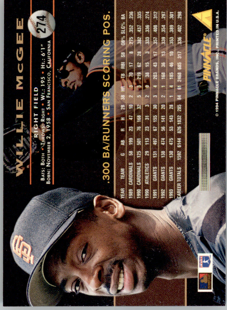 1994 Pinnacle Baseball "Artist's Proofs" Parallel Cards - Picture 33 of 61