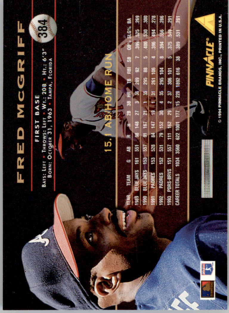 1994 Pinnacle Baseball "Artist's Proofs" Parallel Cards - Picture 41 of 61