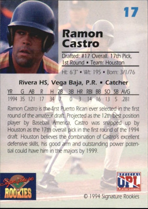 1994 Signature Rookies Draft Picks #17 Ramon Castro back image