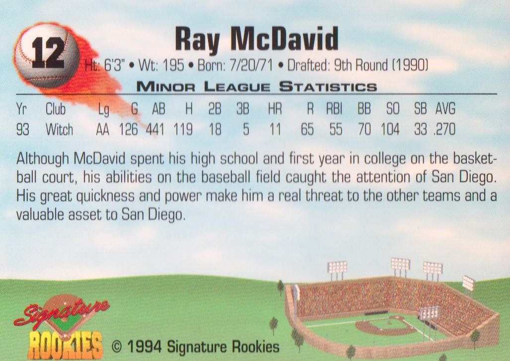 1994 Signature Rookies Signatures #12 Ray McDavid back image