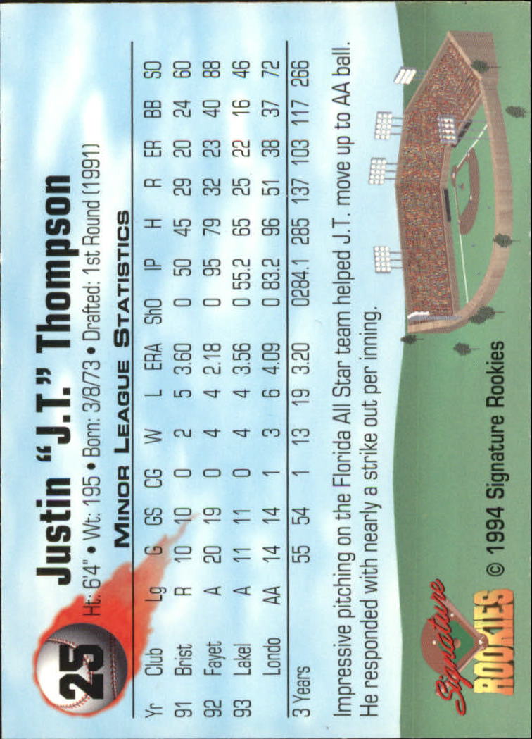 1994 Signature Rookies Signatures #25 Justin Thompson back image