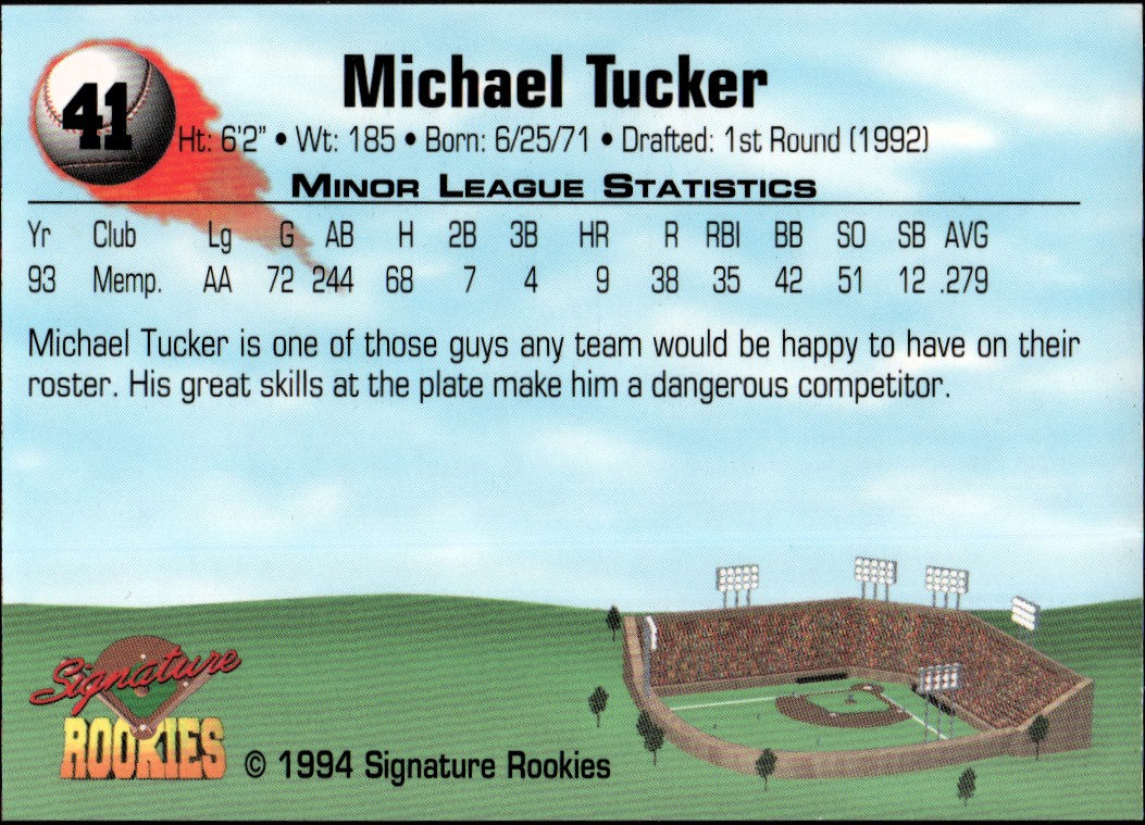 1994 Signature Rookies Signatures #41 Michael Tucker back image