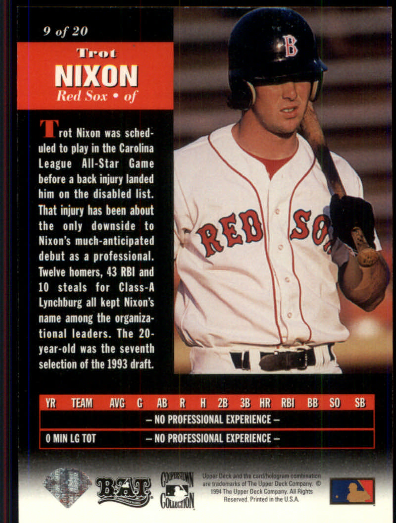 1994 Upper Deck All-Time Heroes Next In Line #9 Trot Nixon back image