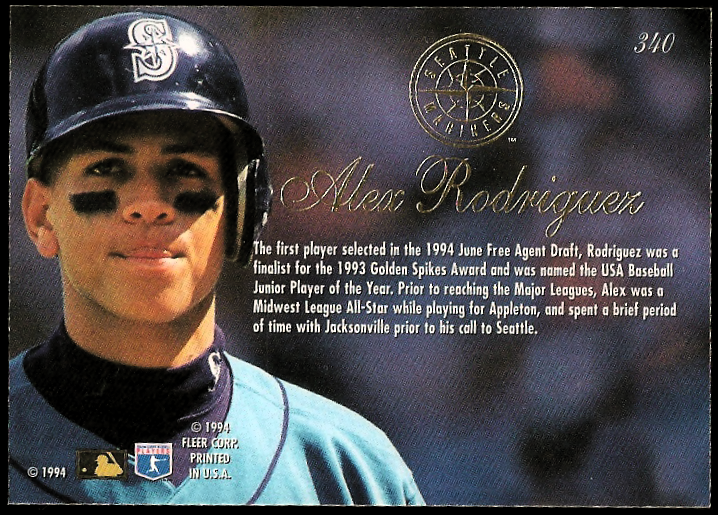 1994 Flair #340 Alex Rodriguez RC back image