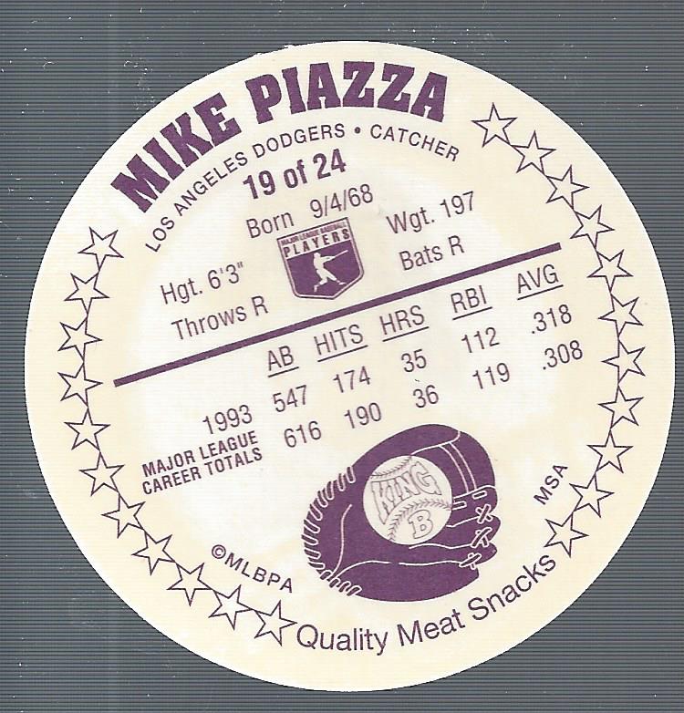 1994 King B Discs #19 Mike Piazza back image