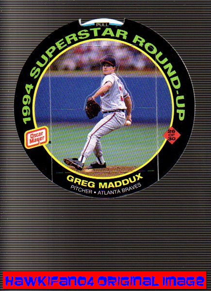 1994 oscar mayer bologna round-ups #26 greg maddux hof atlanta