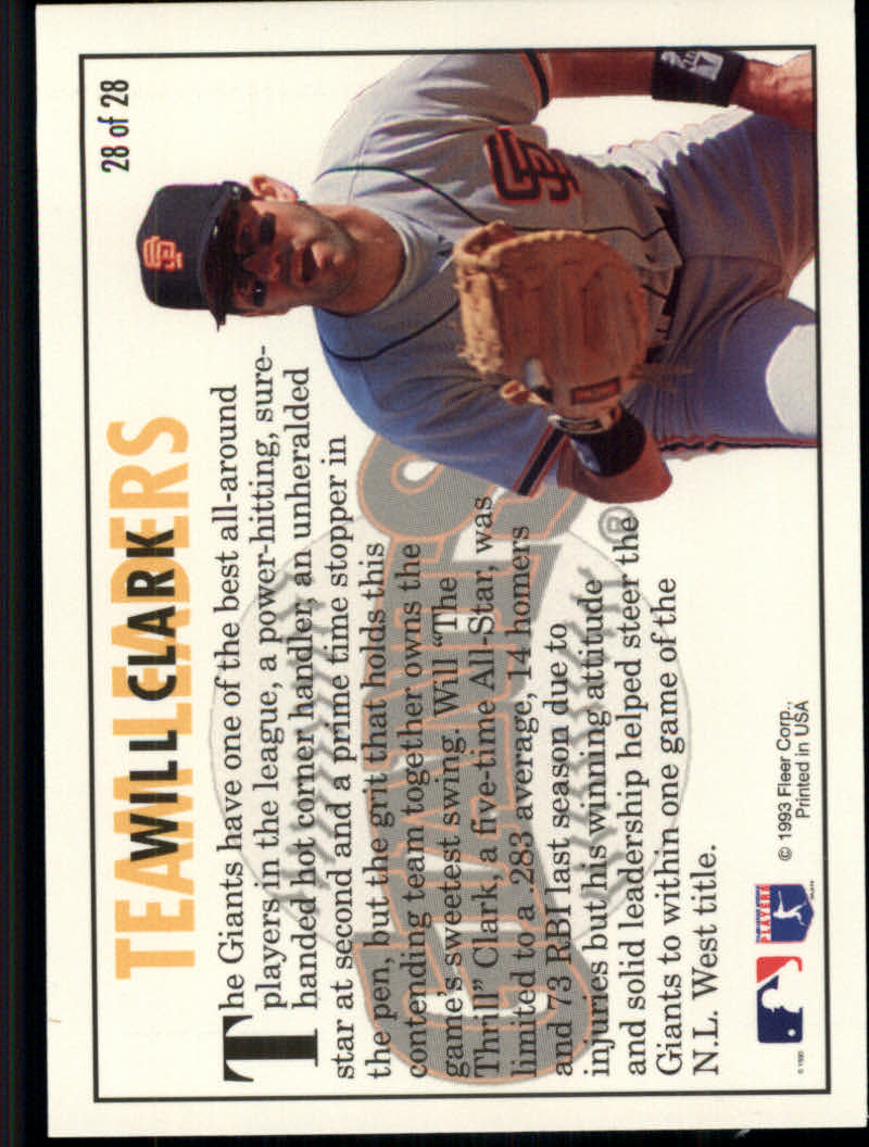 1994 Fleer Baseball "Team Leaders" Insert Cards - Picture 48 of 48