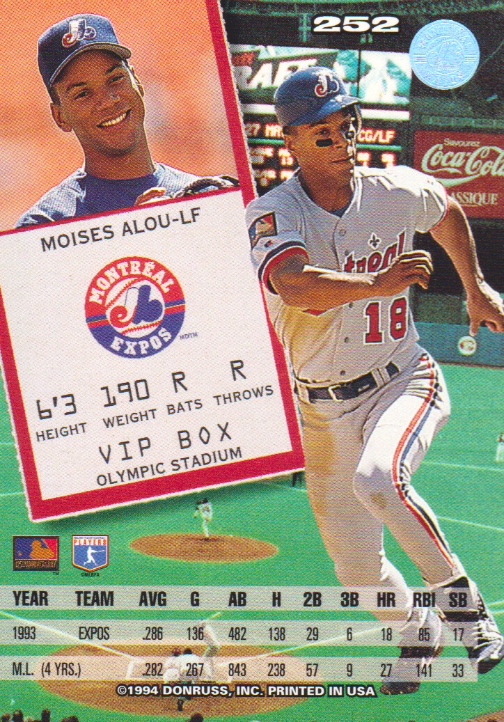 1991 Score Baseball Card Moises Alou Montreal Expos #813