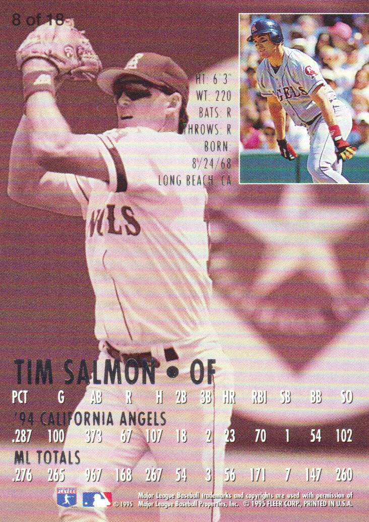 1995 National Packtime #8 Tim Salmon back image