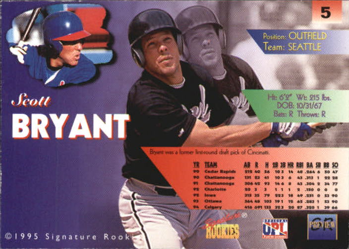 1995 Signature Rookies Previews Signatures #5 Scott Bryant back image