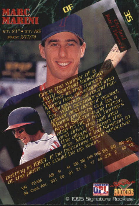 1995 Signature Rookies Signatures #35 Marc Marini back image