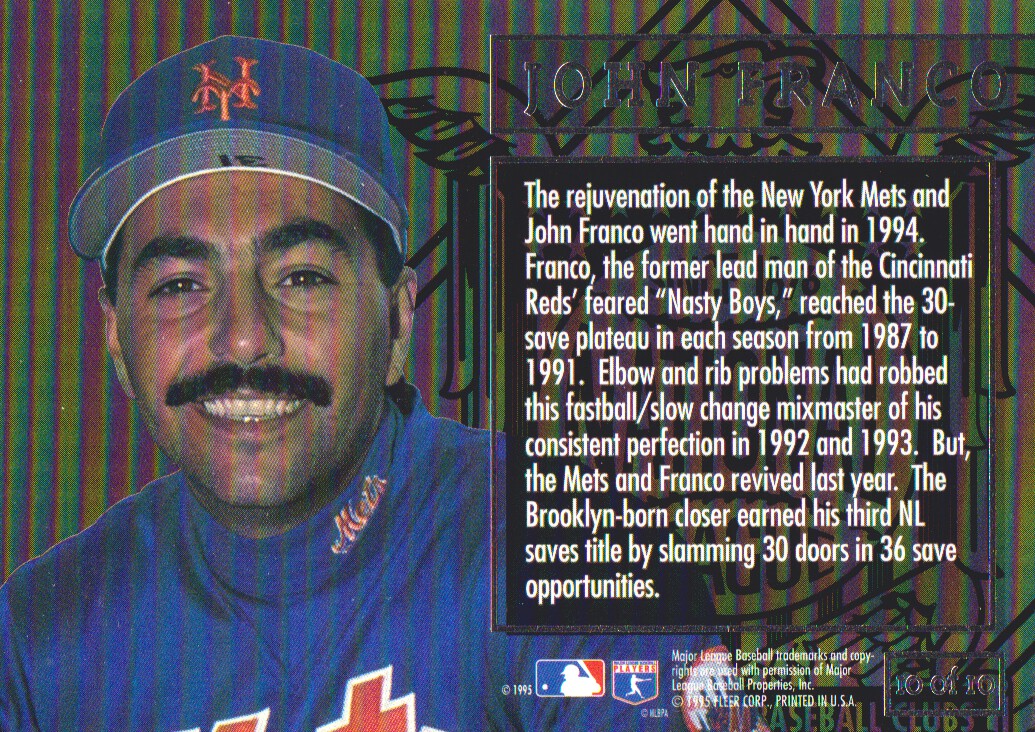 1995 Ultra League Leaders #10 John Franco back image