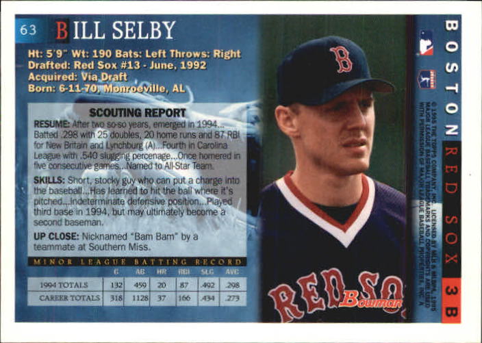 1995 Bowman #63 Bill Selby RC back image