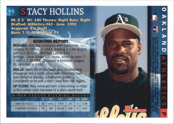 1995 Bowman #99 Stacy Hollins RC back image