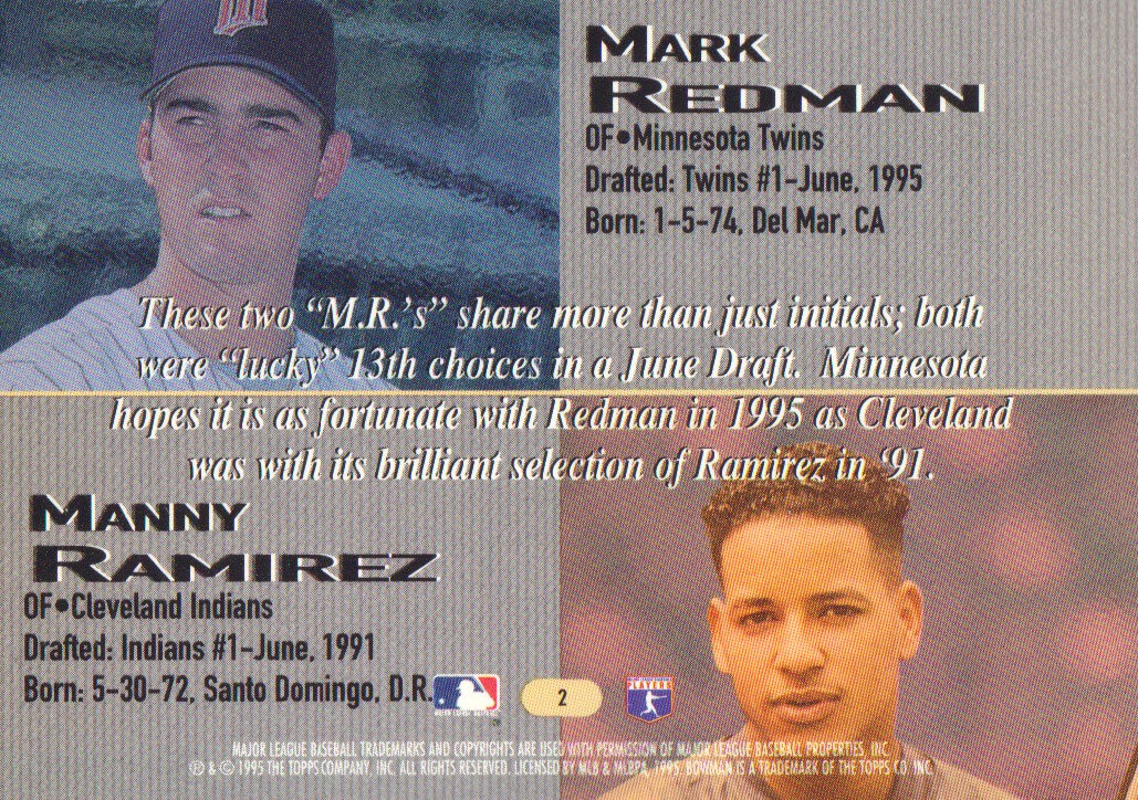 1995 Bowman's Best #X2 M.Redman RC/M.Ramirez back image