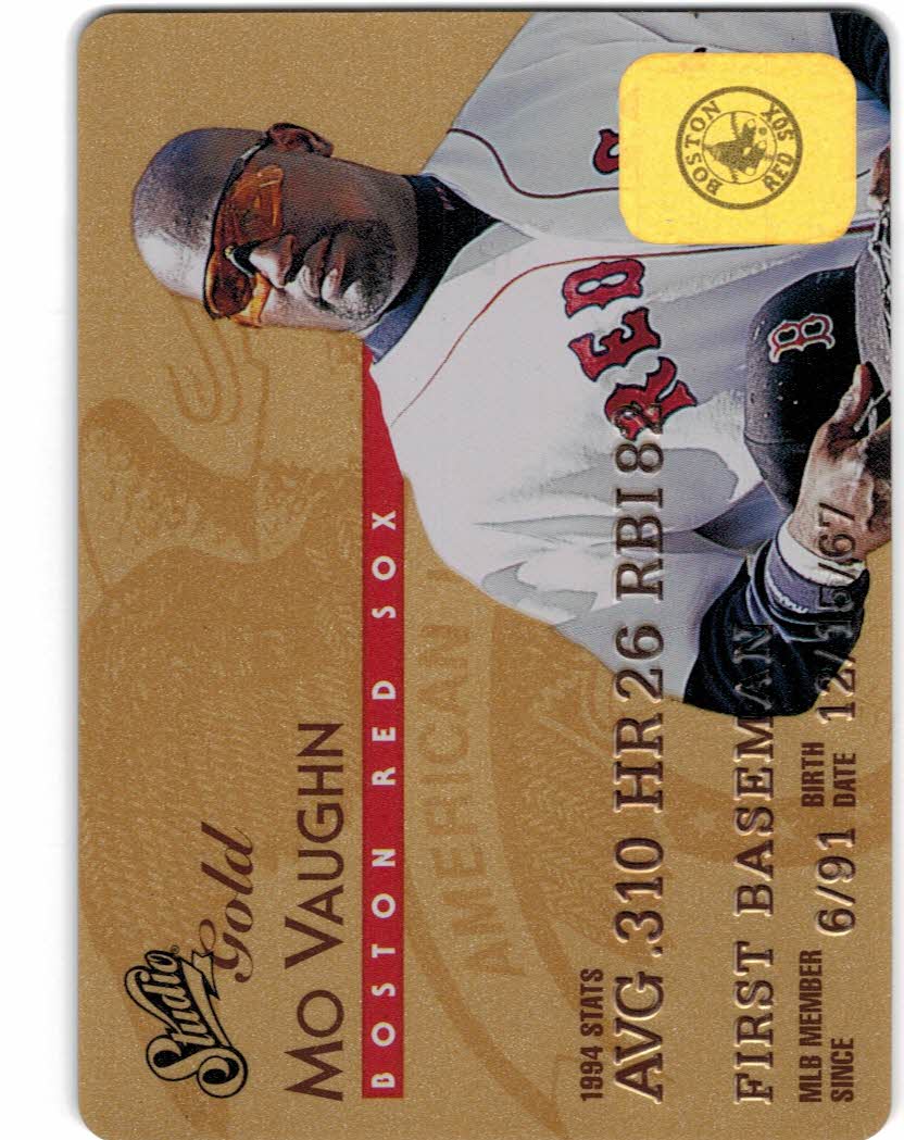 MO VAUGHN - 1995 DONRUSS STUDIO GOLD BASEBALL CARD #39 (BOSTON RED