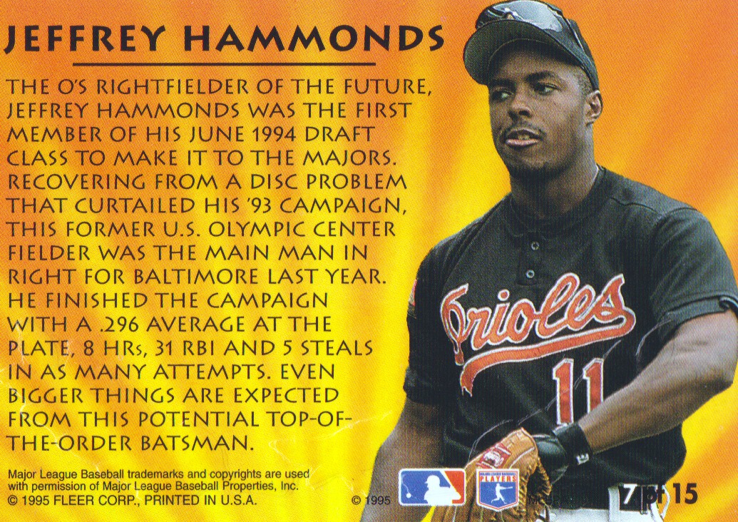 1995 Ultra Second Year Standouts #7 Jeffrey Hammonds back image