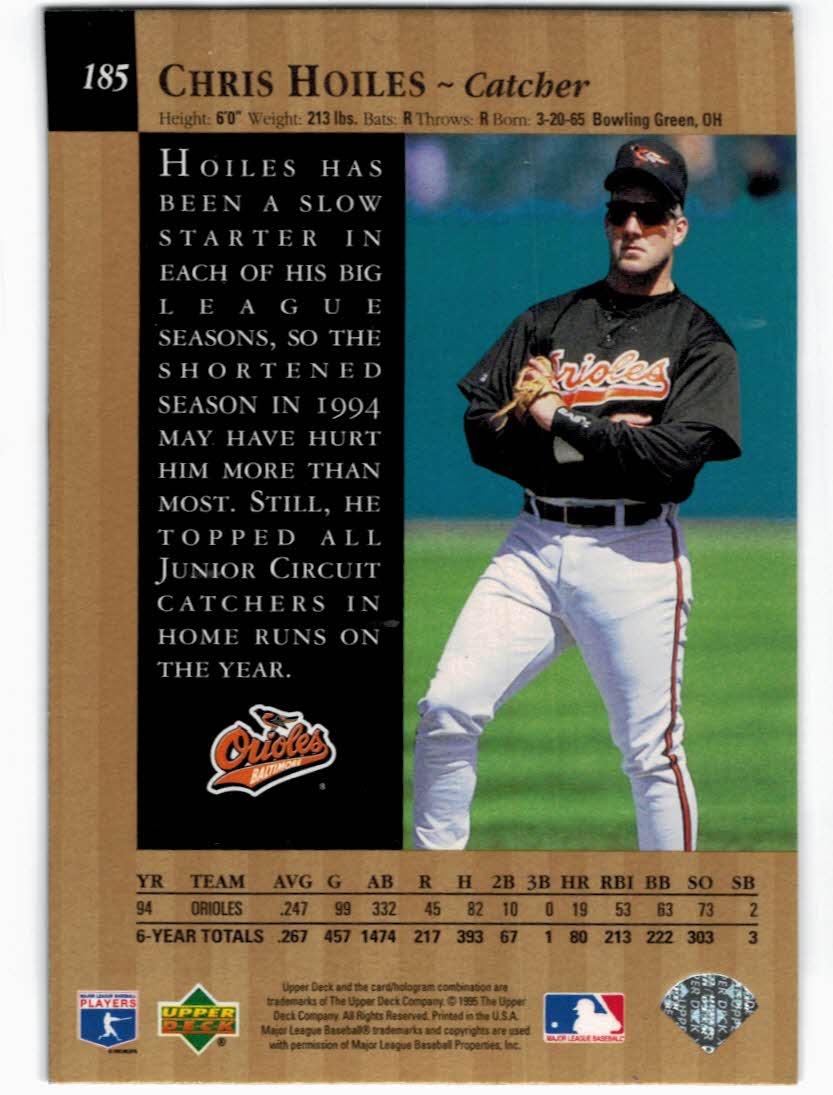 1995 Upper Deck Special Edition Gold #185 Chris Hoiles back image