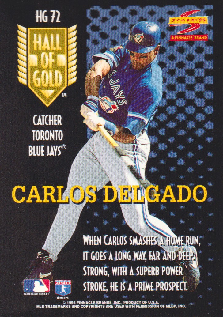 1995 Score Hall of Gold #HG72 Carlos Delgado back image