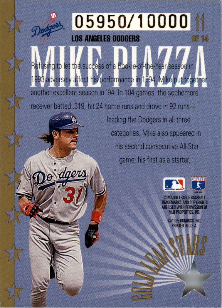 1995 Leaf Gold Stars #11 Mike Piazza back image