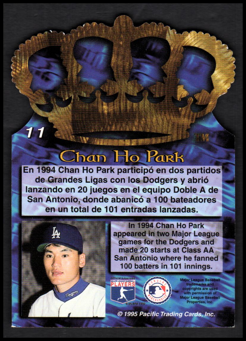 1995 Pacific Gold Crown Die Cuts #11 Chan Ho Park back image
